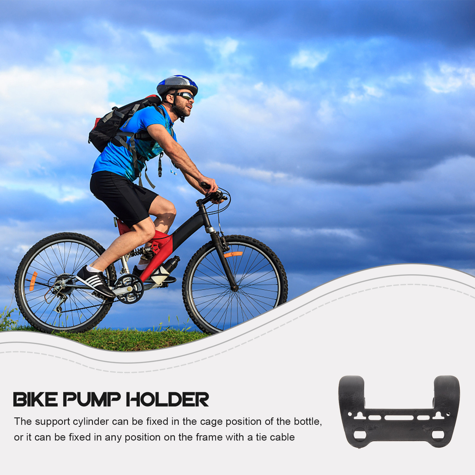 Bike Pump Frame Mount - ที่ยึดปั๊มลมจักรยานอเนกประสงค์ น้ำหนักเบา ทำจากพลาสติก พร้อมคลิปยึดติดตั้งบนเฟรมจักรยานสำหรับการขี่กลางแจ้ง
