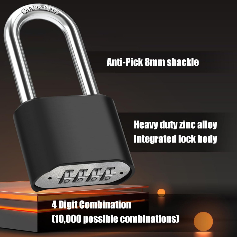 U Lock Heavy Duty - กุญแจแบบรวมทนฝนและแดดสําหรับงานหนัก - รหัสที่ซ่อนอยู่ล็อคแบบรีเซ็ตได้สําหรับประตู/โรงรถ โลหะผสมสังกะสี