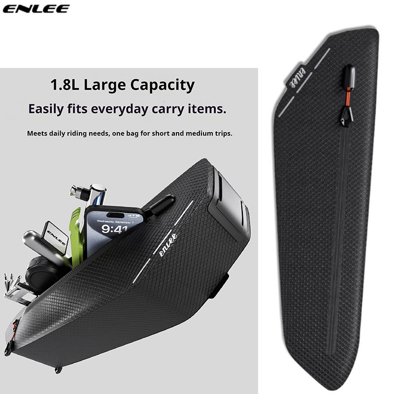 Cycling Commute Gear - กระเป๋าติดท่อบนจักรยาน ENLEE กระเป๋าสามเหลี่ยมสำหรับเดินทาง กระเป๋าใส่เครื่องมือสำหรับจักรยานเสือหมอบ กระเป๋าติดคานขวางกันน้ำ อุปกรณ์ปั่นจักรยาน