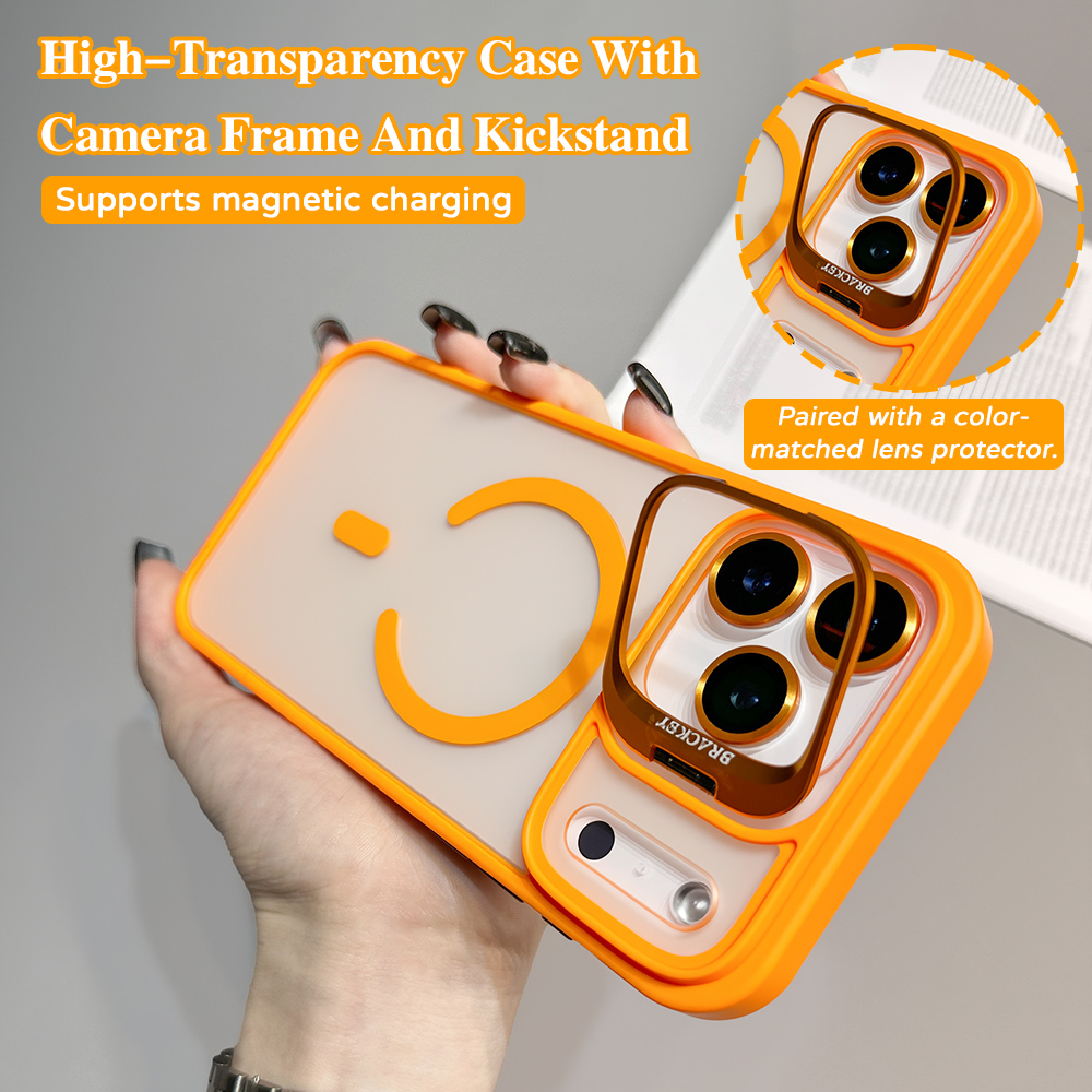 Kickstand Adjustable - เคสโทรศัพท์แม่เหล็กพร้อมขาตั้งเลนส์ สำหรับ Apple iPhone17 16 15