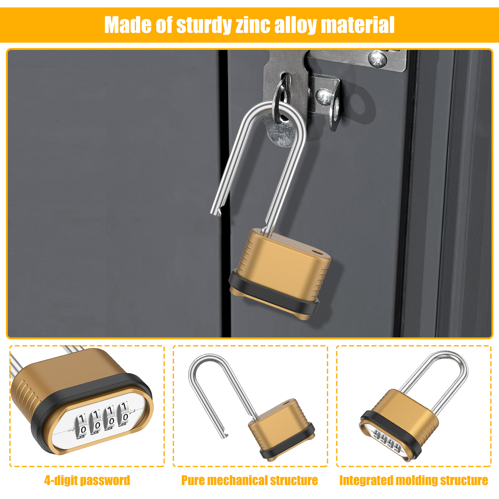 กุญแจรหัสแบบผสม 2/8 ชิ้น 4 หลั - U Lock Heavy Duty บทวิจารณ์และราคา